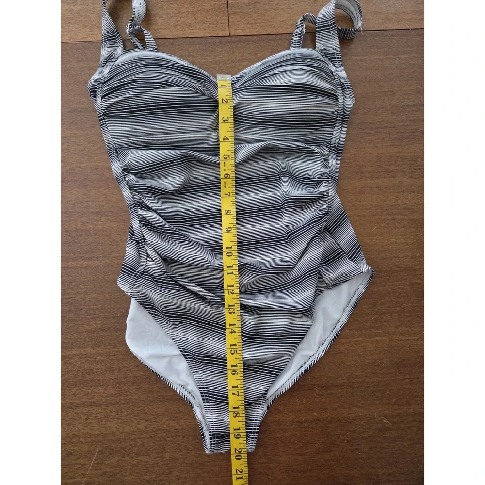 Bond-eye Australia One Piece  Ruched Swimsuit Us Sz 10 Black And‎ White Striped